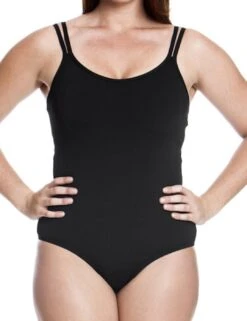 FF01L00079 Funkita Form Ladies Still Black Split Strap One Piece Swimsuit - FF01L00079 Still Black