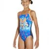 810839C205 Speedo Girls Dreamscape Fusion Crossback Swimsuit - 810839C205 Navy/Orange