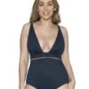 CS010606 Curvy Kate Poolside Plunge Swimsuit - CS010606 Navy/Coral