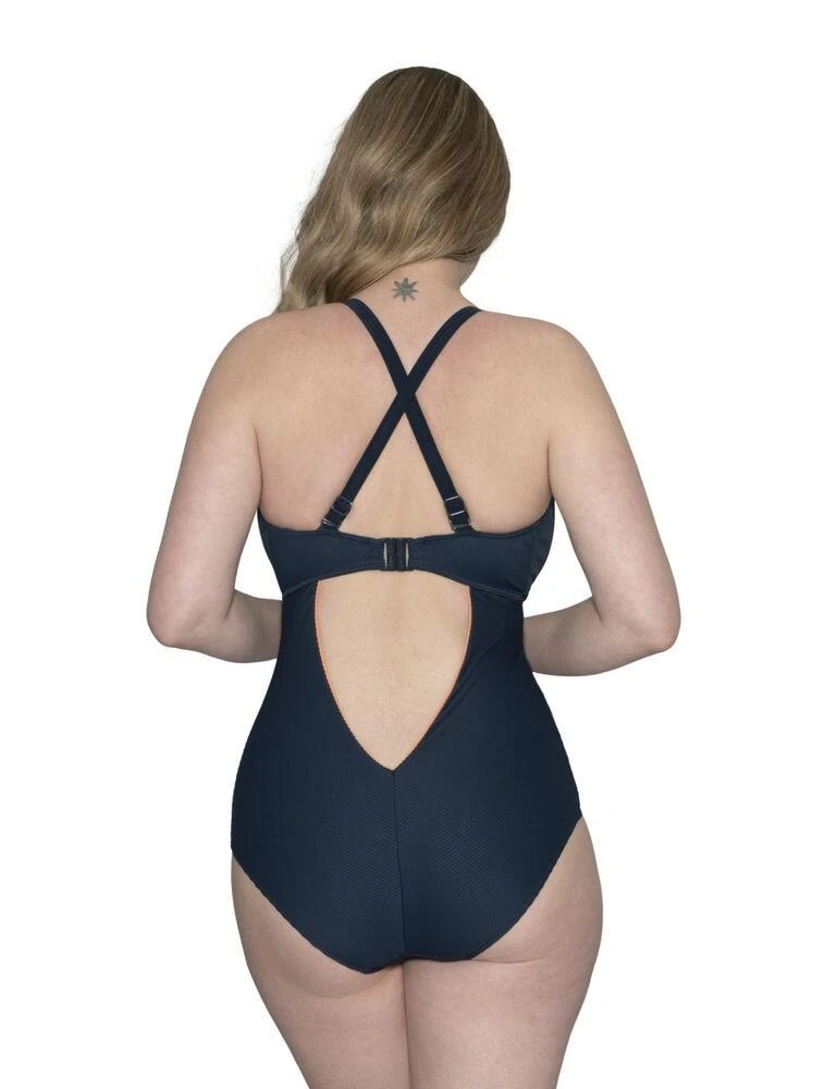 CS010606 Curvy Kate Poolside Plunge Swimsuit - CS010606 Navy/Coral 2 CS010606 Curvy Kate Poolside Plunge Swimsuit - CS010606 Navy/Coral - Image 2