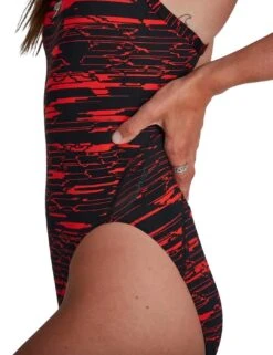 Speedo Allover Turnback Swimsuit - 811716F869 Black/Red -Deals Full Cup Bikini Store 321157 20220204143200