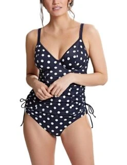 SW1451 Panache Anya Riva Spot Balconette Tankini Top - SW1451 Navy/Vanilla
