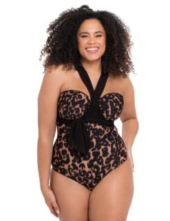 CS005600 Curvy Kate Wrapsody Bandeau Swimsuit - CS005600 Leopard Print