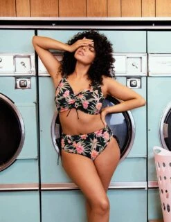 800106 Elomi Dark Tropics Underwired Adjustable Bikini Top - 800106 Black -Deals Full Cup Bikini Store 367141 20230309121400